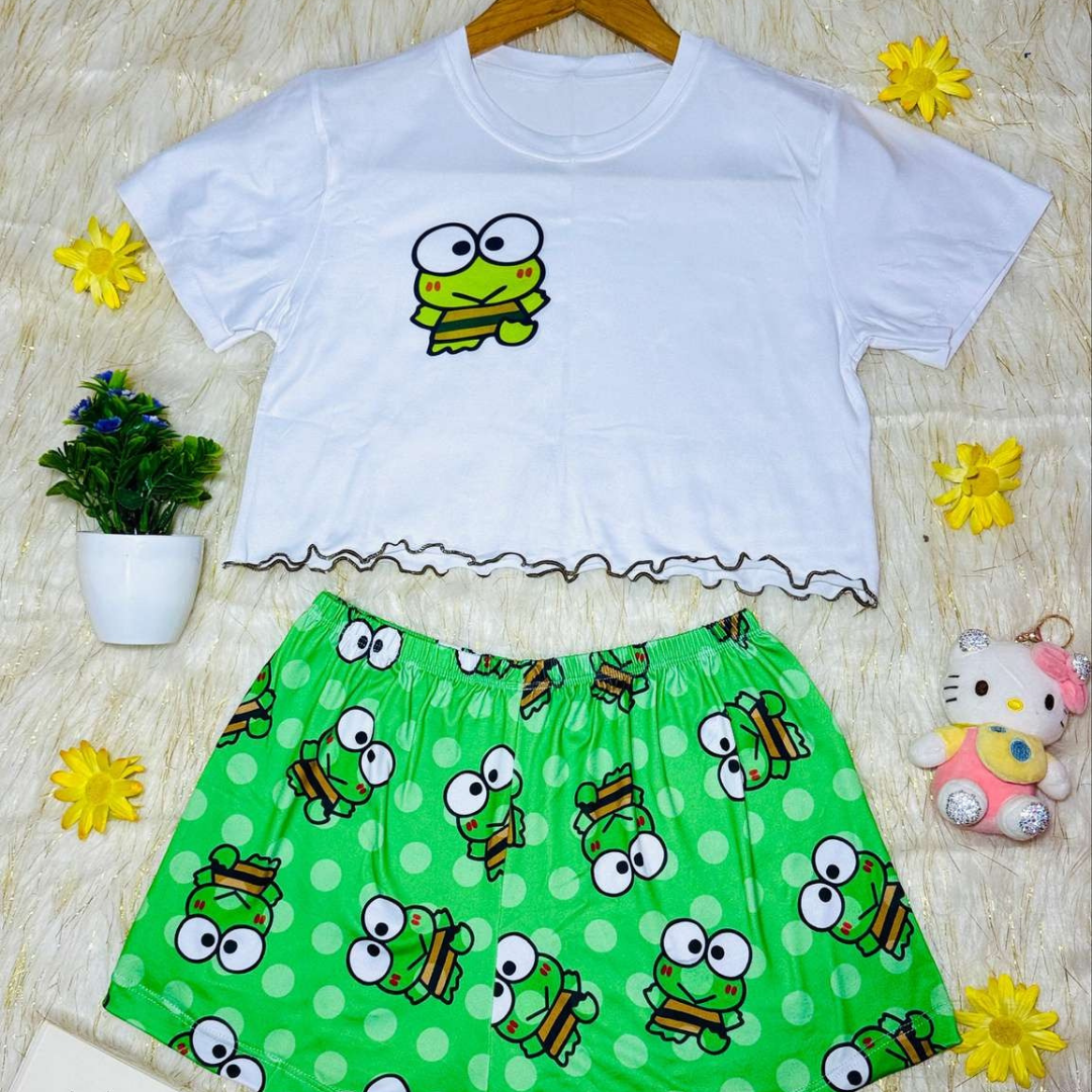 Pijama DreamLuxe™ – Conjunto Crop Top + Short para Dormir con Estilo