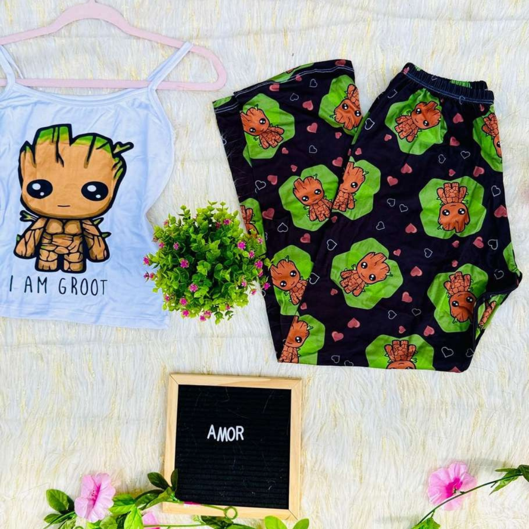 Pijama SoftElegance™ – Camisa de Tiras + Pantalón Largo para Noches Cómodas y con Estilo