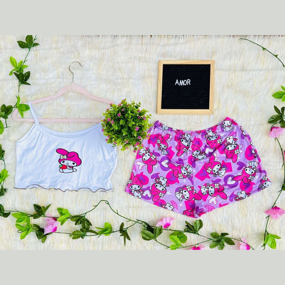 Pijama CozyTop™ – Conjunto de Top y Short para Dormir con Estilo