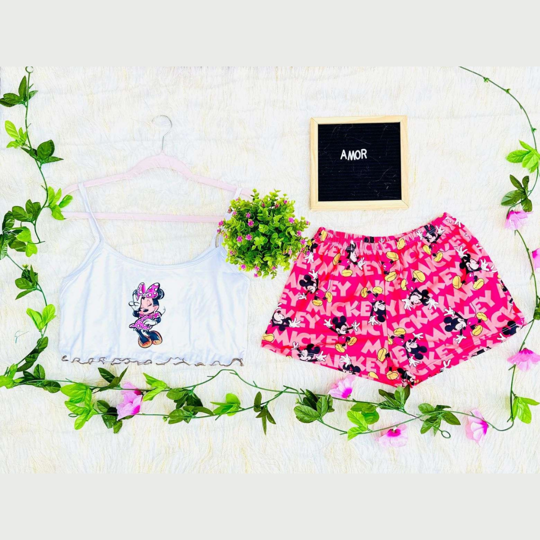 Pijama CozyTop™ – Conjunto de Top y Short para Dormir con Estilo