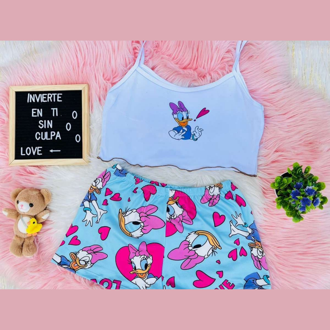 Pijama CozyTop™ – Conjunto de Top y Short para Dormir con Estilo