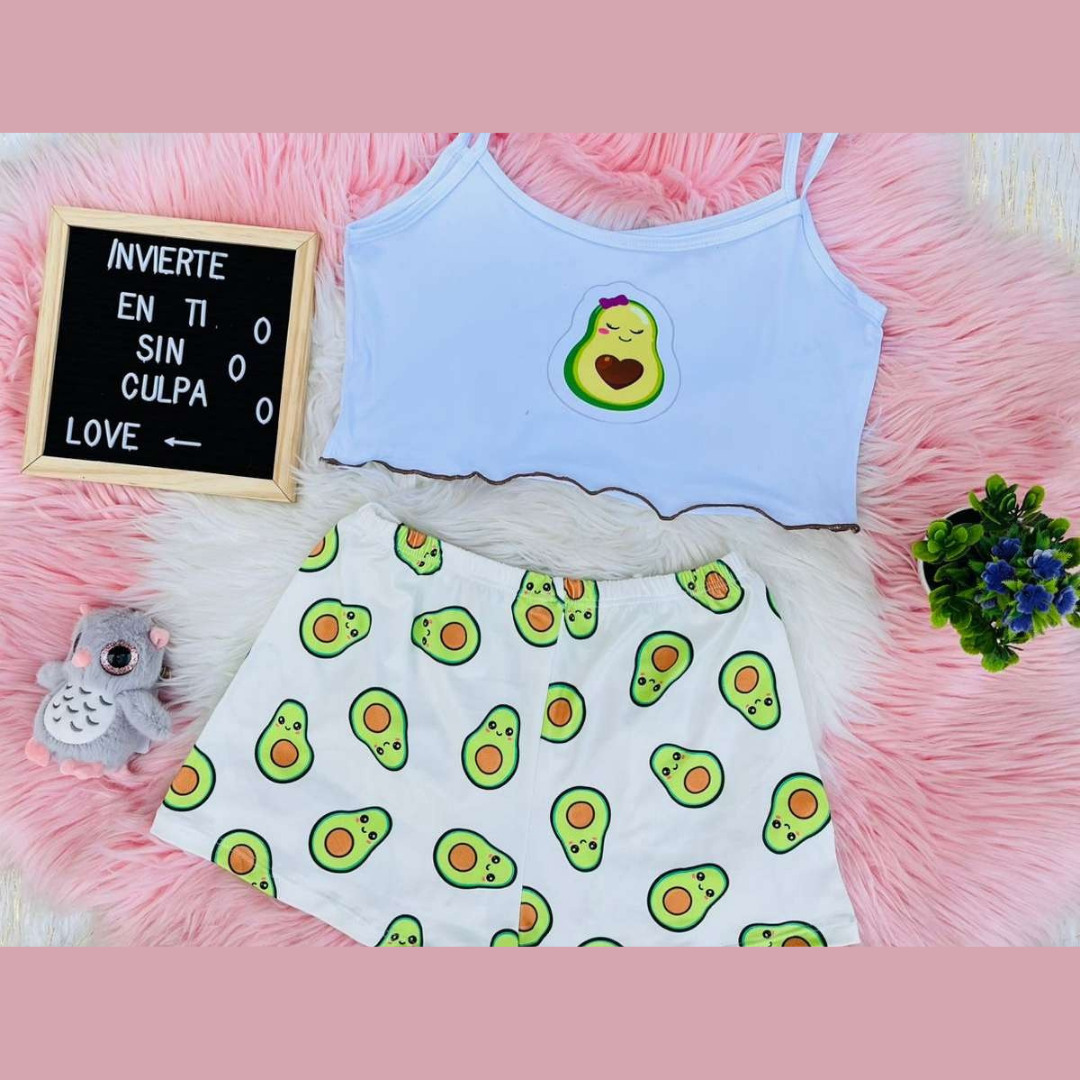 Pijama CozyTop™ – Conjunto de Top y Short para Dormir con Estilo