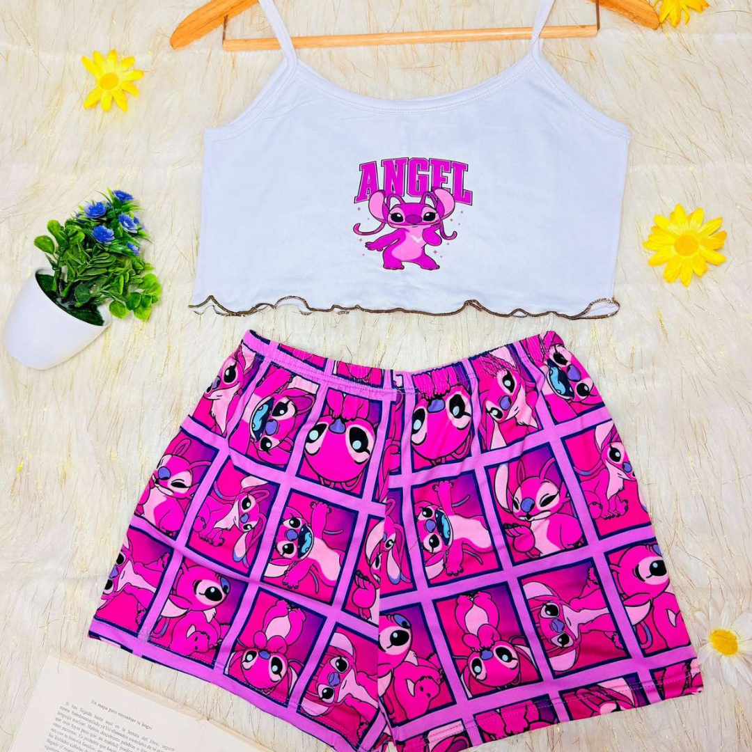 Pijama CozyTop™ – Conjunto de Top y Short para Dormir con Estilo