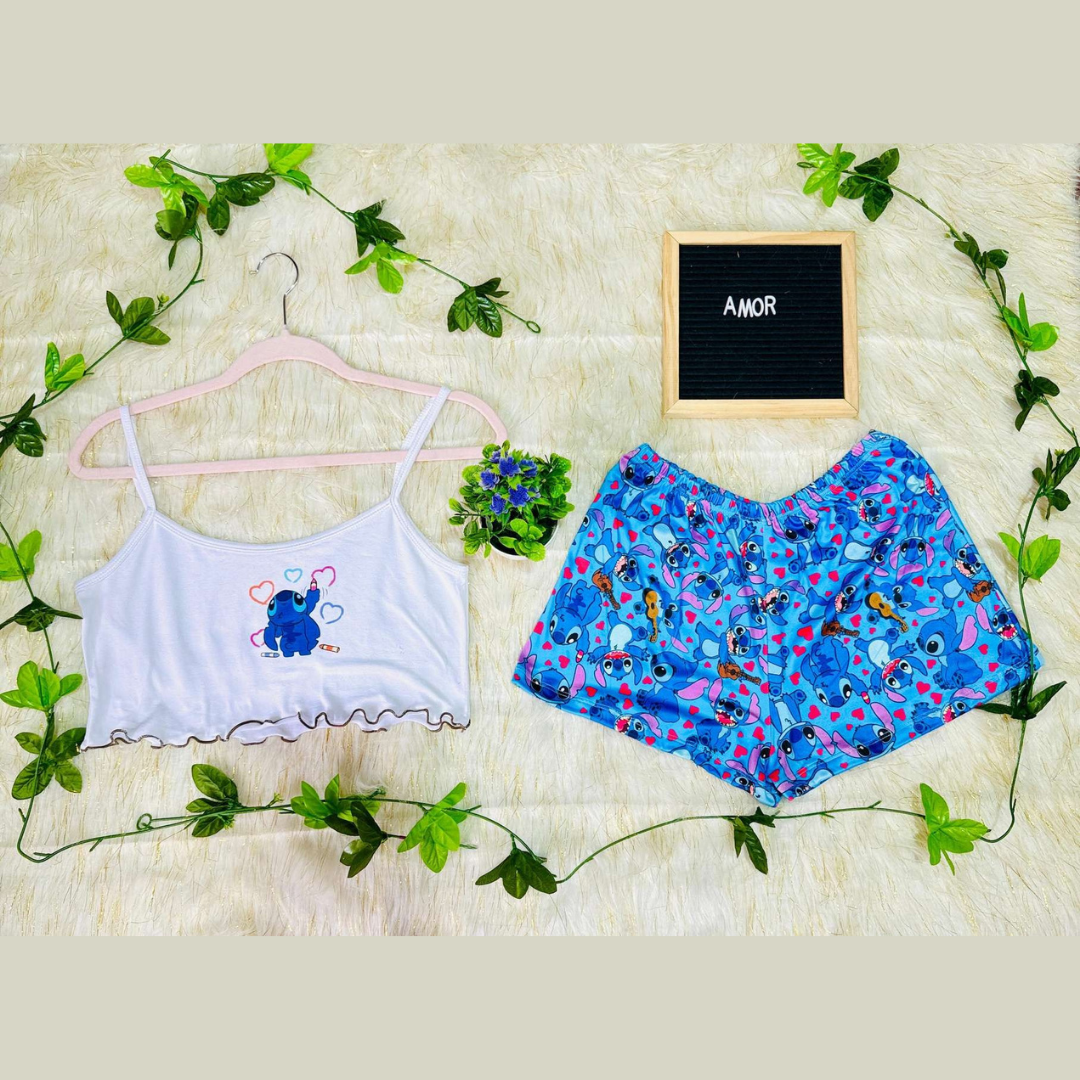 Pijama CozyTop™ – Conjunto de Top y Short para Dormir con Estilo
