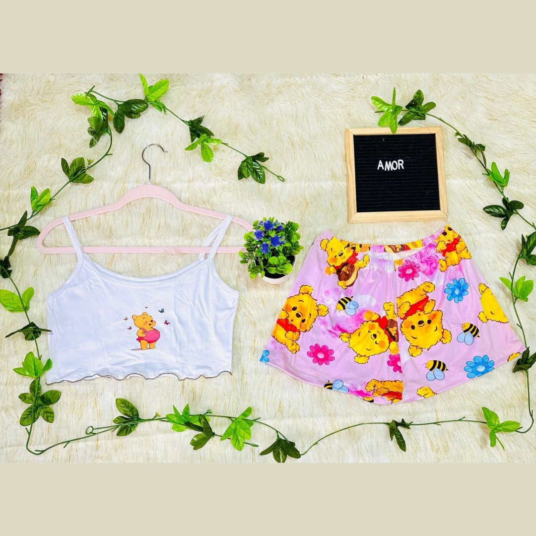 Pijama CozyTop™ – Conjunto de Top y Short para Dormir con Estilo