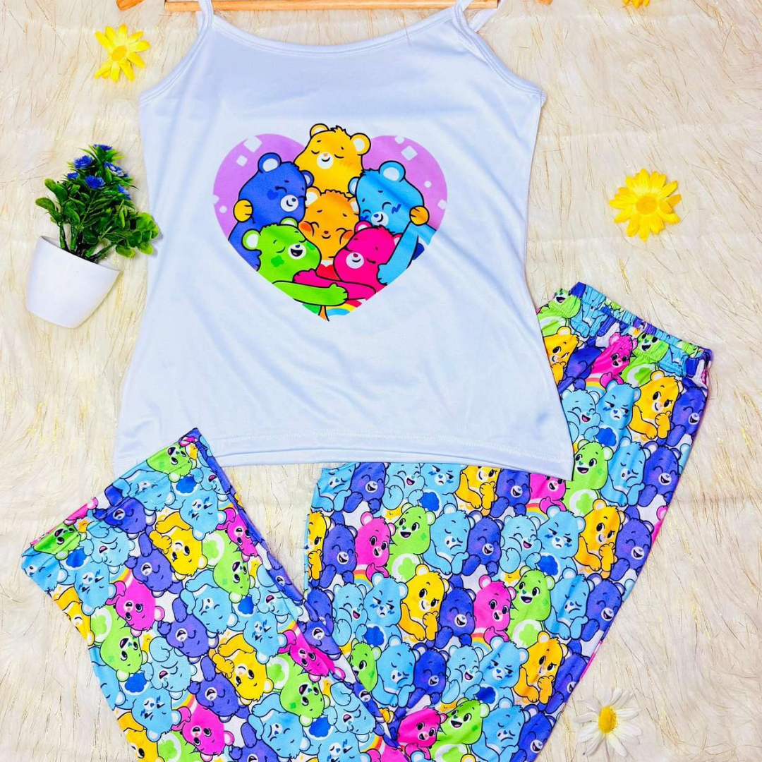 Pijama SoftElegance™ – Camisa de Tiras + Pantalón Largo para Noches Cómodas y con Estilo
