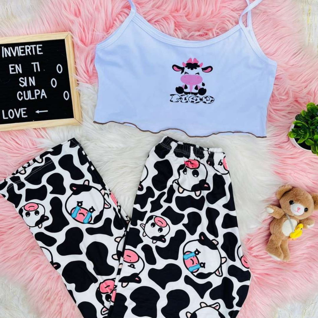 Pijama ComfyChic™ – Top Fresco + Pantalón Suave para Dormir con Estilo