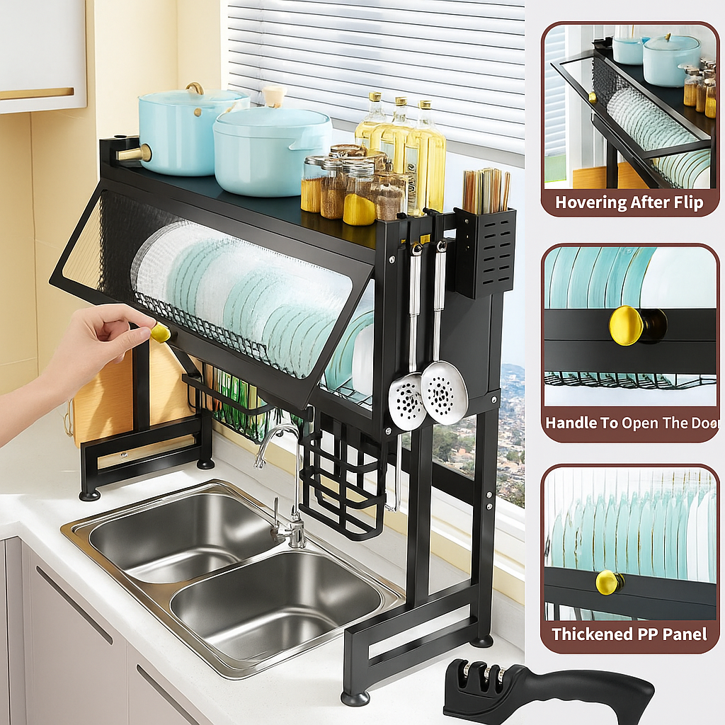 ChefOrder Duo – Platero Escurridor con Cajón + Afilador de Cuchillos