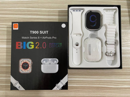 TechCombo T900™ – Smartwatch + Audífonos Inalámbricos en un Solo Pack