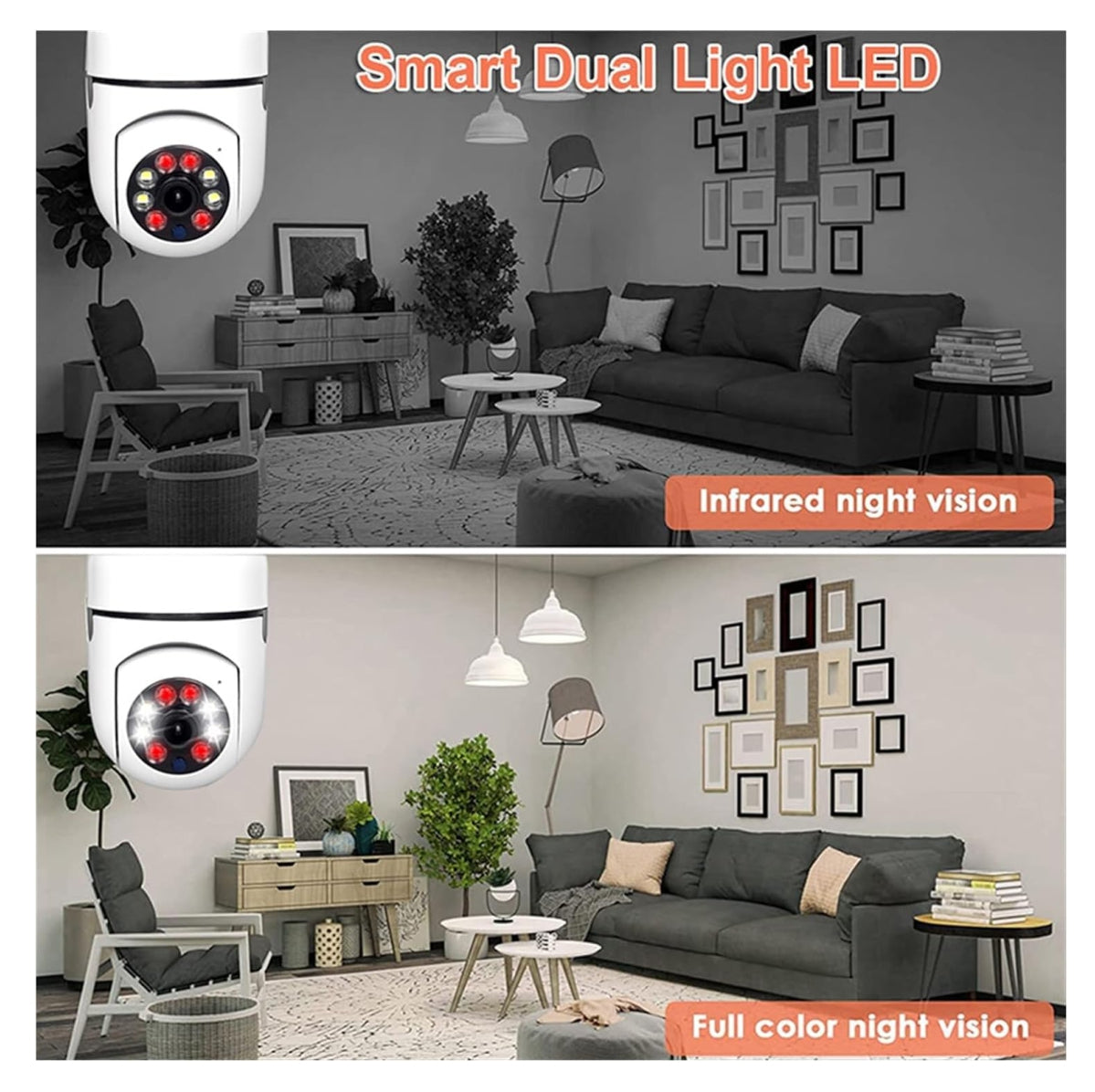 LumiGuard Duo – Combo de 2 Cámaras Bombillo WiFi 360°