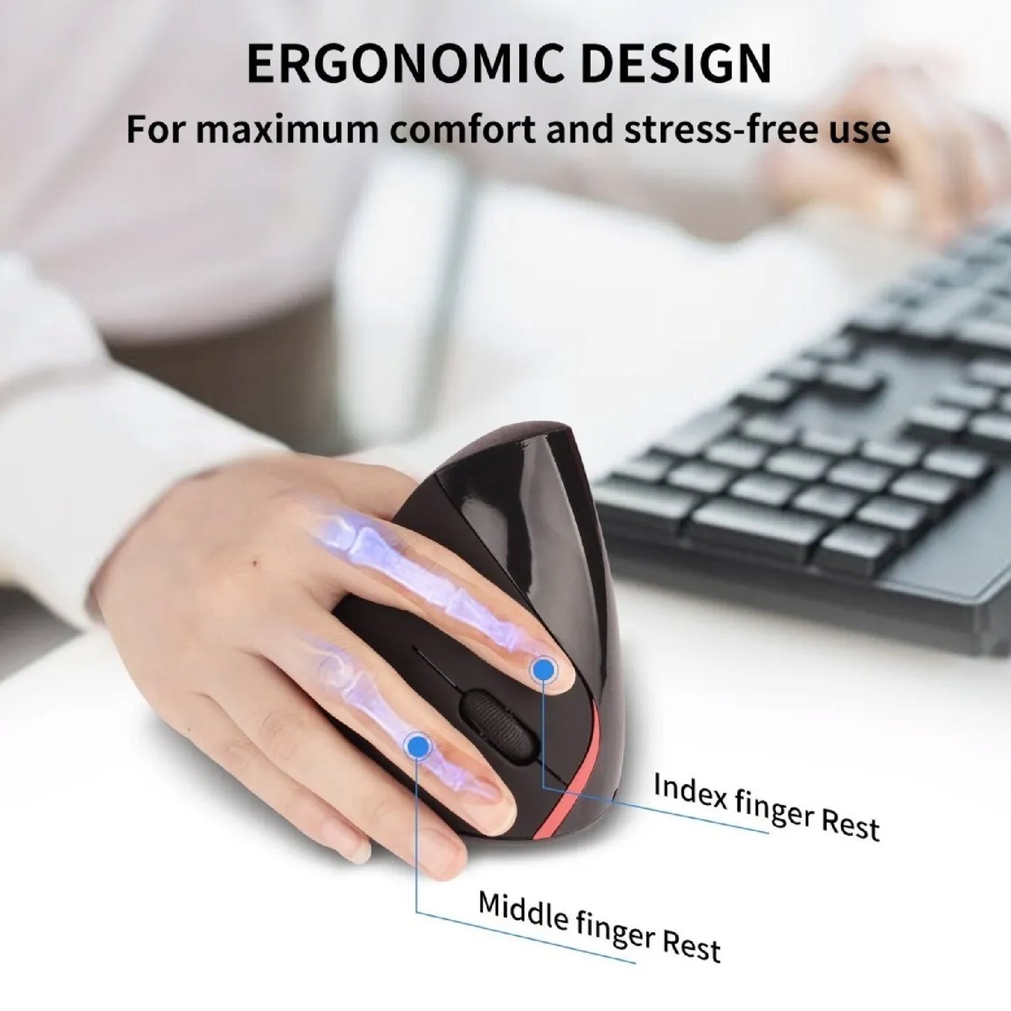 ErgoGrip Mouse™ – Mouse Vertical Inalámbrico Ergonómico