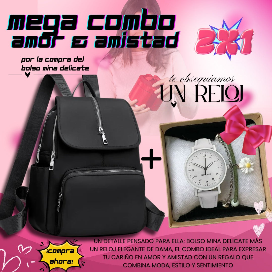 Elegance Gift Combo™ – Bolso para Mujer + Reloj de Moda