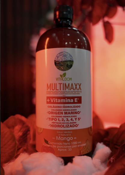 MULTIMAXX — Colágeno Hidrolizado 5 en 1 + Vitamina E | Sabor Mango, Sin Edulcorantes
