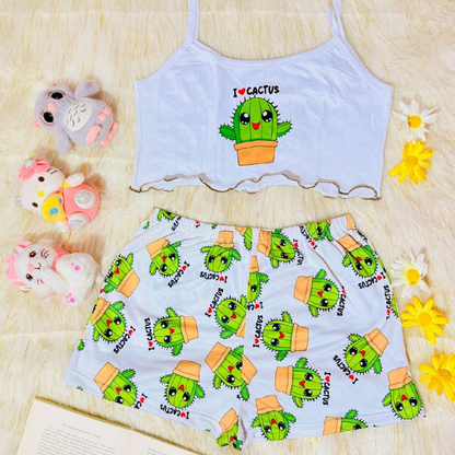 Pijama CozyTop™ – Conjunto de Top y Short para Dormir con Estilo