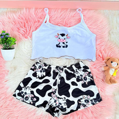 Pijama CozyTop™ – Conjunto de Top y Short para Dormir con Estilo