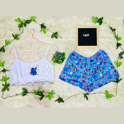Pijama CozyTop™ – Conjunto de Top y Short para Dormir con Estilo