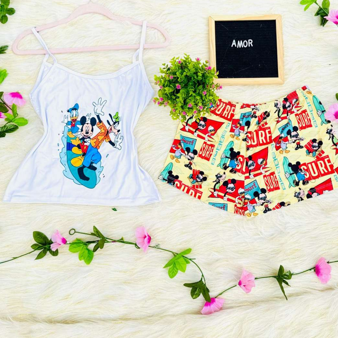 Pijama SweetStraps™ – Short + Blusa de Tiras para Noches Cómodas y con Estilo