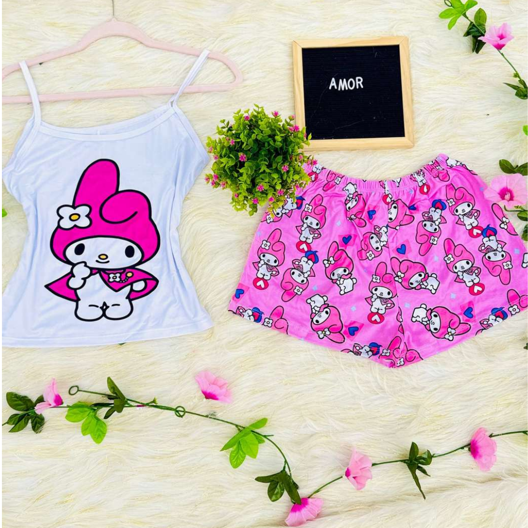 Pijama SweetStraps™ – Short + Blusa de Tiras para Noches Cómodas y con Estilo