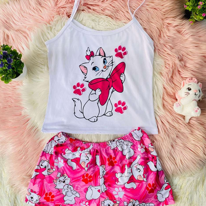Pijama SweetStraps™ – Short + Blusa de Tiras para Noches Cómodas y con Estilo