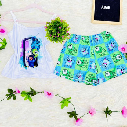 Pijama SweetStraps™ – Short + Blusa de Tiras para Noches Cómodas y con Estilo