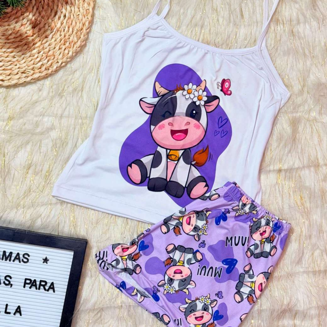 Pijama SweetStraps™ – Short + Blusa de Tiras para Noches Cómodas y con Estilo