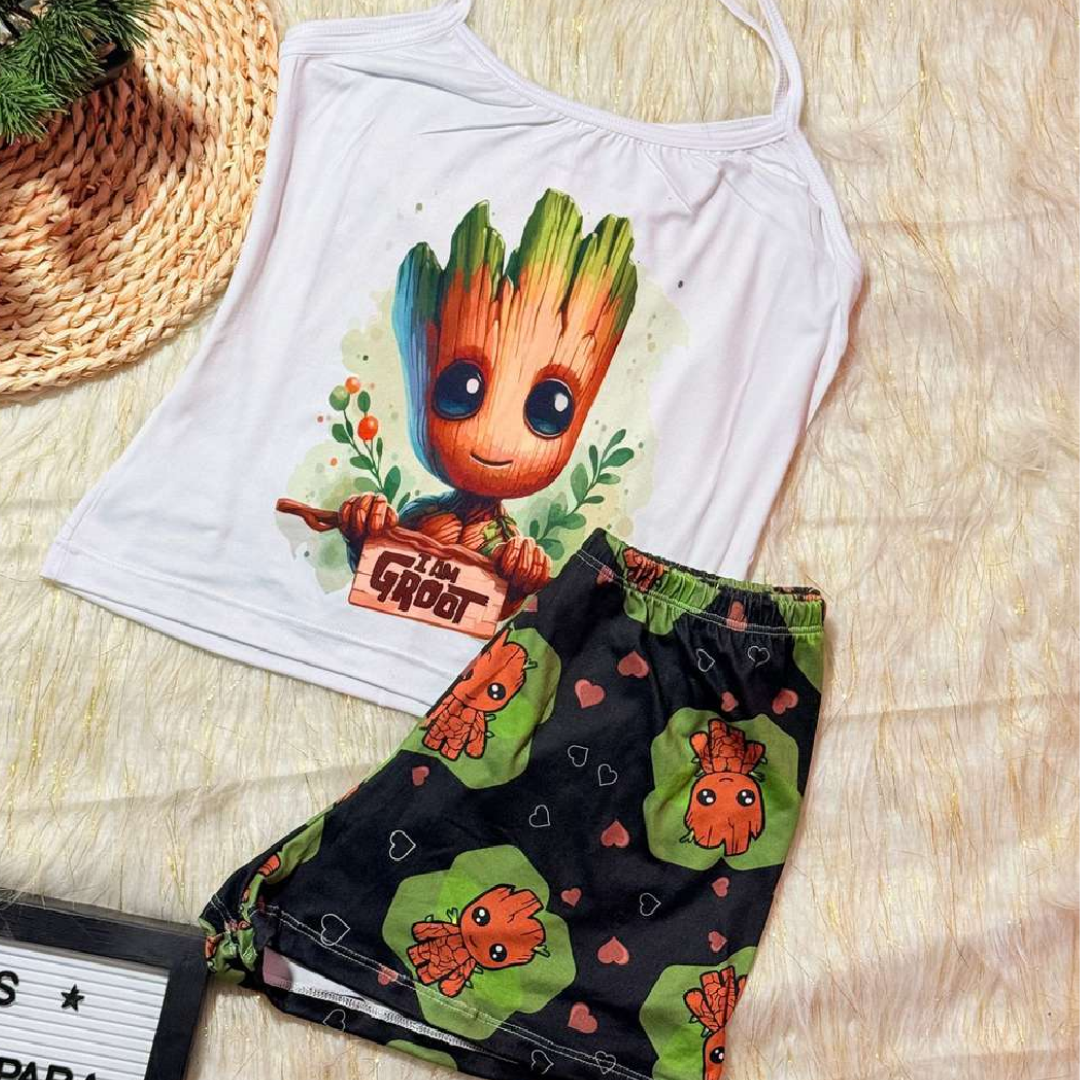 Pijama SweetStraps™ – Short + Blusa de Tiras para Noches Cómodas y con Estilo