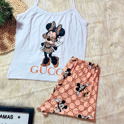Pijama SweetStraps™ – Short + Blusa de Tiras para Noches Cómodas y con Estilo
