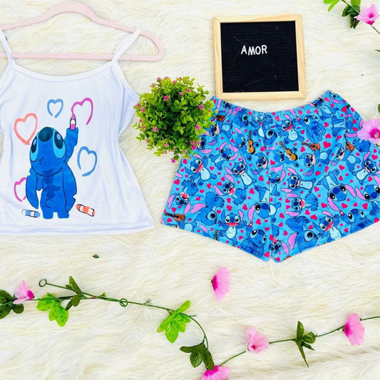 Pijama SweetStraps™ – Short + Blusa de Tiras para Noches Cómodas y con Estilo