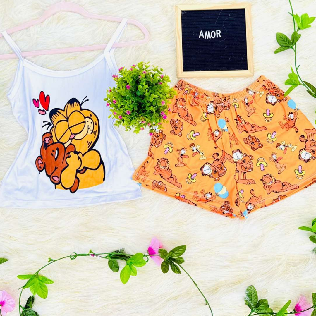 Pijama SweetStraps™ – Short + Blusa de Tiras para Noches Cómodas y con Estilo
