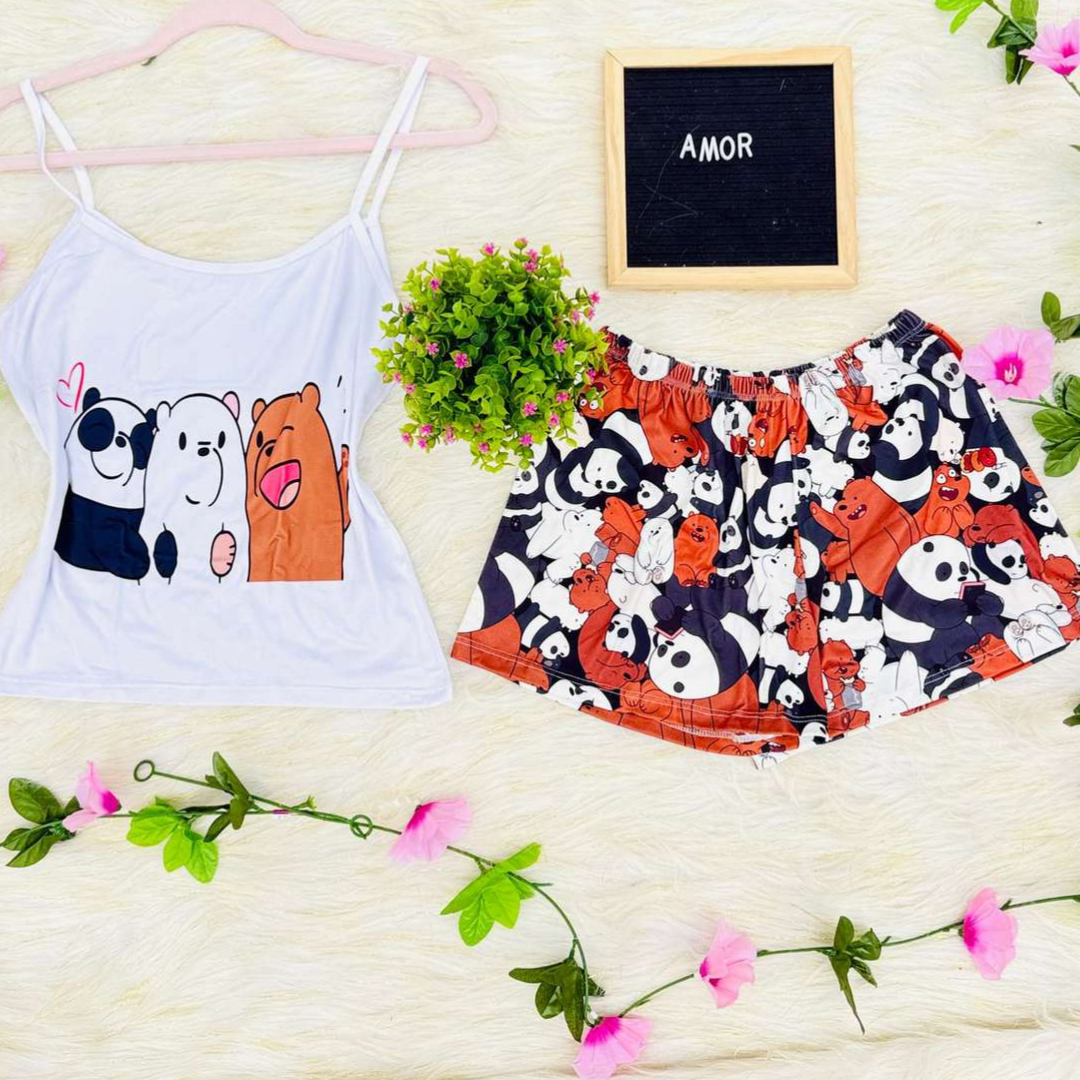 Pijama SweetStraps™ – Short + Blusa de Tiras para Noches Cómodas y con Estilo