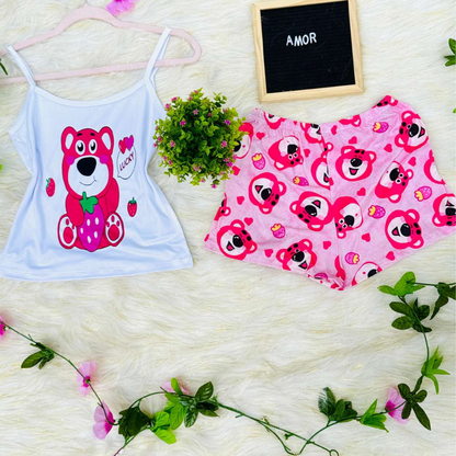 Pijama SweetStraps™ – Short + Blusa de Tiras para Noches Cómodas y con Estilo