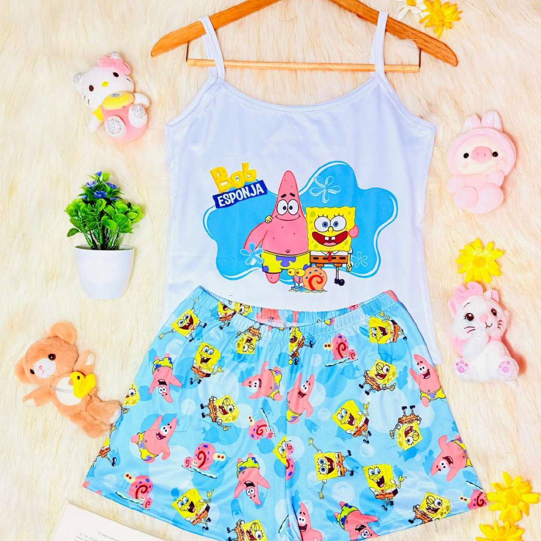 Pijama SweetStraps™ – Short + Blusa de Tiras para Noches Cómodas y con Estilo