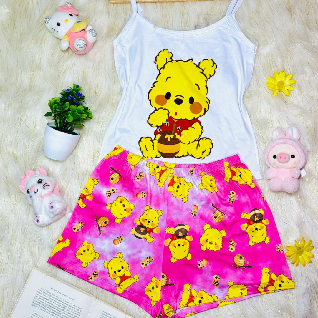 Pijama SweetStraps™ – Short + Blusa de Tiras para Noches Cómodas y con Estilo