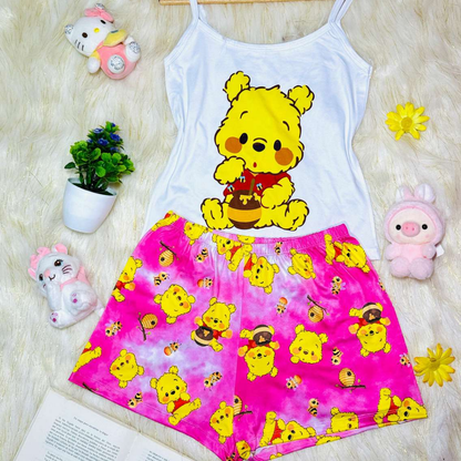 Pijama SweetStraps™ – Short + Blusa de Tiras para Noches Cómodas y con Estilo
