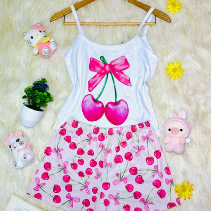 Pijama SweetStraps™ – Short + Blusa de Tiras para Noches Cómodas y con Estilo