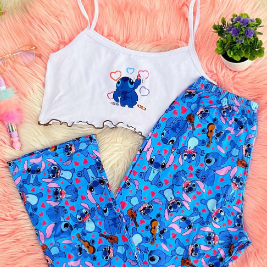 Pijama ComfyChic™ – Top Fresco + Pantalón Suave para Dormir con Estilo