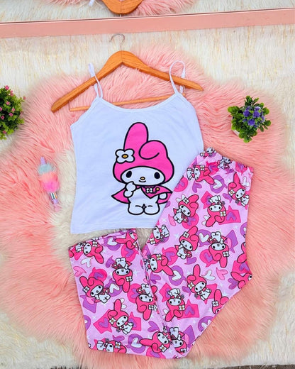 Pijama SoftElegance™ – Camisa de Tiras + Pantalón Largo para Noches Cómodas y con Estilo