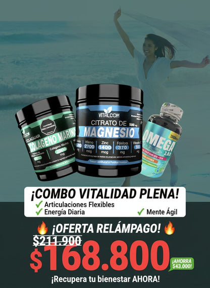 Combo Vitalidad Plena| Colágeno, Citrato y omega 365