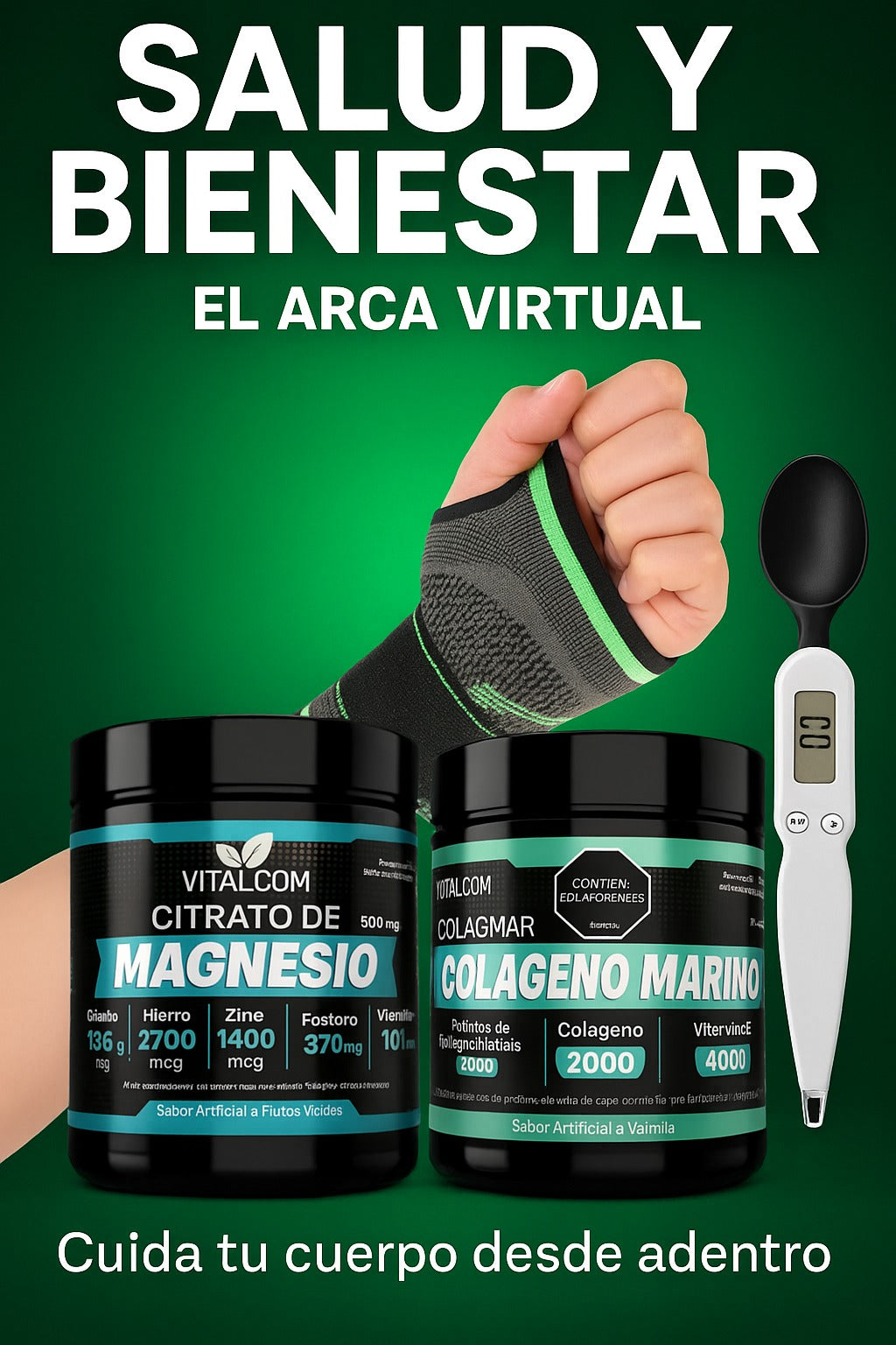 Combo Bienestar Total – Colágeno Marino + Citrato de Magnesio + Muñequera Ortopédica