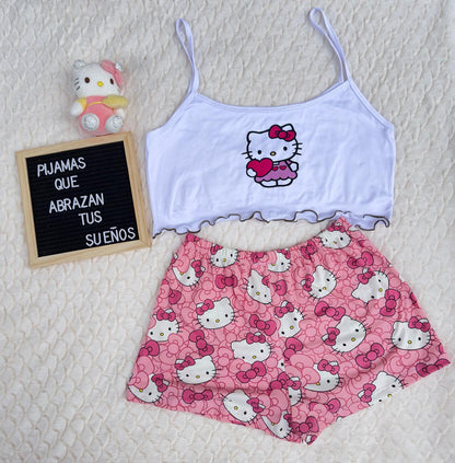 Pijama CozyTop™ – Conjunto de Top y Short para Dormir con Estilo